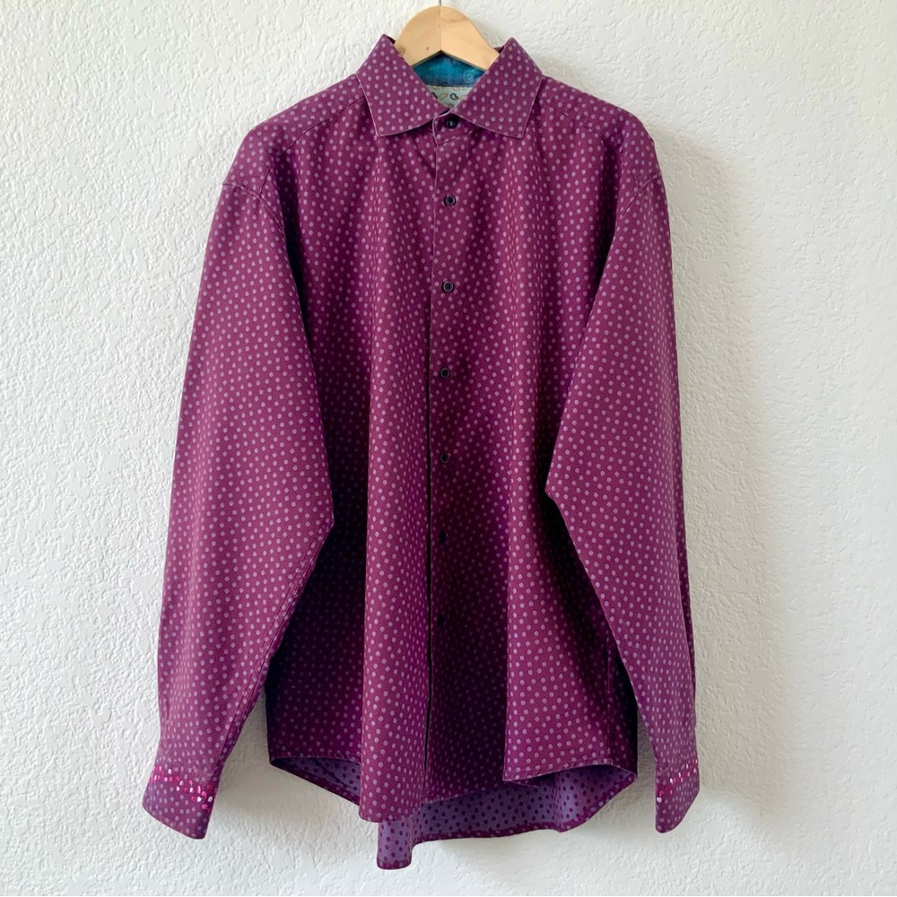 Robert Graham Polka Dots and Paisley, Long Sleeve Dress Shirt Men's XL